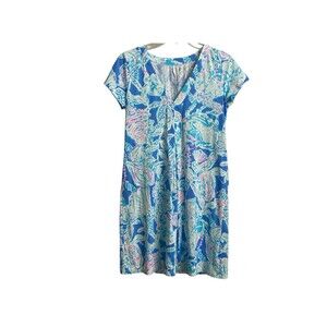 Lilly Pulitzer AMINA CAP SLEEVE‎ DRESS Blue Haven Pop Up Into The Deep Sz Small